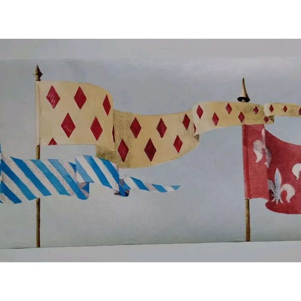 York Pre-pasted Decorative Border - 5yds - Light Blue Background - Medieval Flag